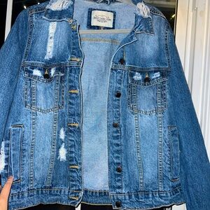 Distressed denim jacket